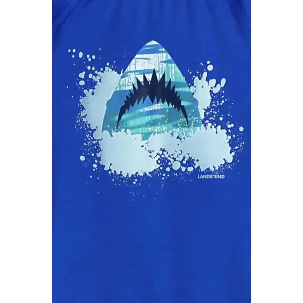 NEW Lands' End‎ Boys Short Sleeve Rash Guard Swim Shirt X-Small (4/5) UPF 50